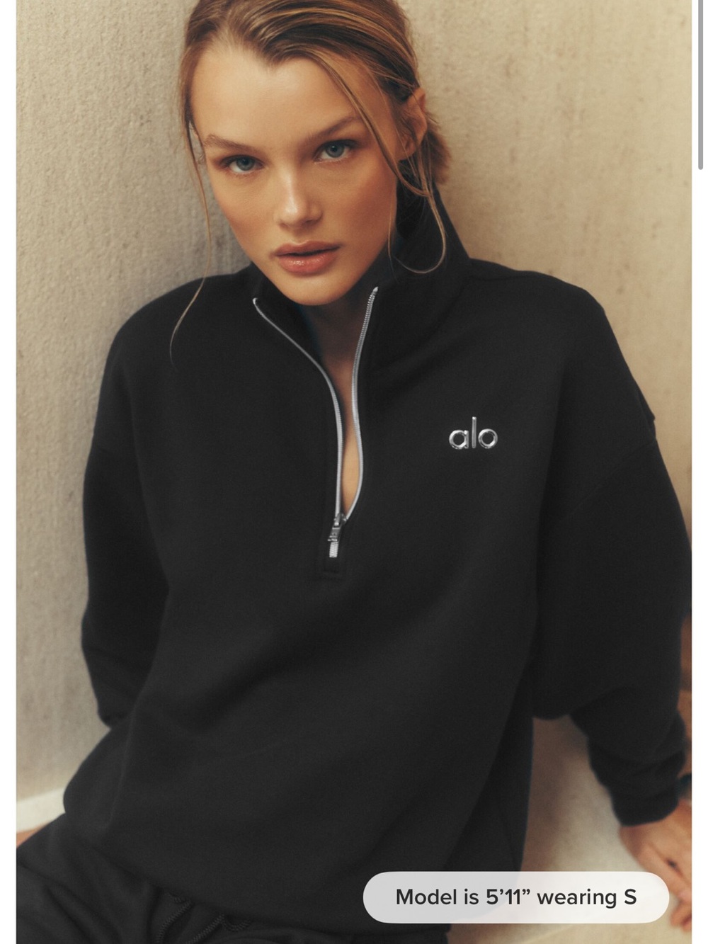 ALO Yoga Black Half-Zip Pullover Sweater